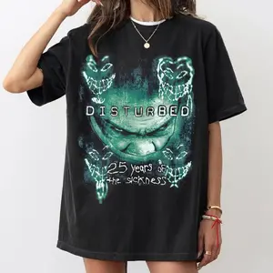 Disturbed The Sickness 25th Anniversary Tour Date 2025 Two Sides Unisex T-Shirt, Essential Piece, Fits Any Wardrobe, Full Color