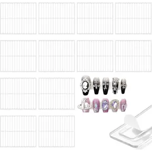 12 Sheets Double Sided Clear Nail Adhesive Tape for Press on Nails, for Nail Packaging Design Salon Supplies Nail Art Showcase (White)