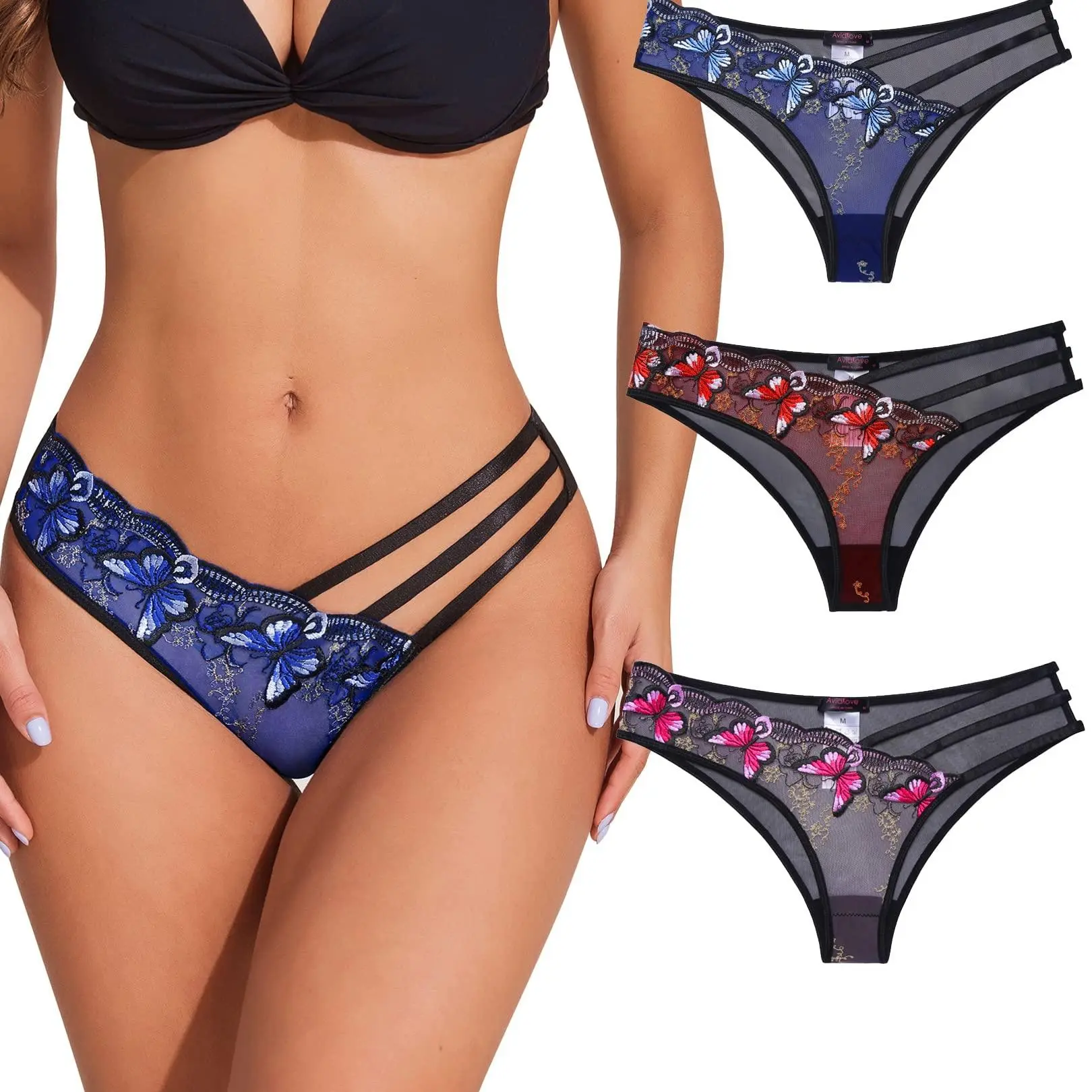 Avidlove Hot Panties for Women Butterfly Embroidered Underwear Embroidered Panties Pack Avidlove Hot Panties for Women Butterfly Embroidered Underwear Embroidered Panties Pack