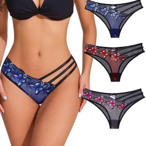 Avidlove Hot Panties for Women Butterfly Embroidered Underwear Embroidered Panties Pack