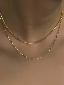 Elegant Layered Minimalist Chain Necklace, Fashionable Simple Design, Versatile Daily Wear, Perfect for Parties and Vacations