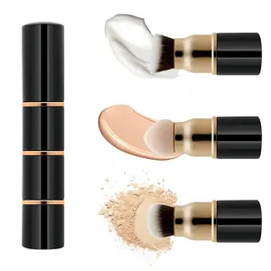 Three-In-One Multi-Functional Makeup Brush Set, Extendable Travel Foundation Brush with Sponge Head, Portable Facial Beauty Tool