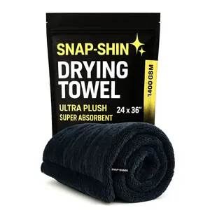 Snap-Shining Drying Towel 24x36" Ultra Plush 1400GSM Microfiber Quick Dry Scratch Free for Cars Boats SUVs Machine Washable