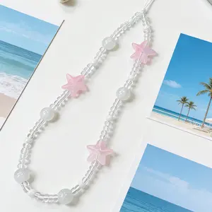 New Summer Ocean Element Starfish Phone Strap, Small Fresh Ccd Camera Pendant, DIY Beaded Keychain, Add Summer Vibes to Your Phone, Cell Phone Charm