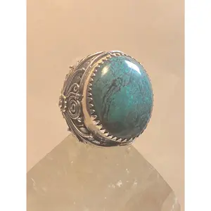 Turquoise ring size 7.50 cigar band sterling silver women men