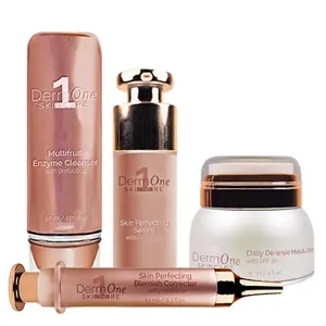 DermOne Skincare #1 Adult Acne Regimen - Multifruit Enzyme Cleanser, Skin Perfecting Serum, Daily Defense Moisturizer & Blemish Corrector - Doctor-Recommended Age-Defying Set