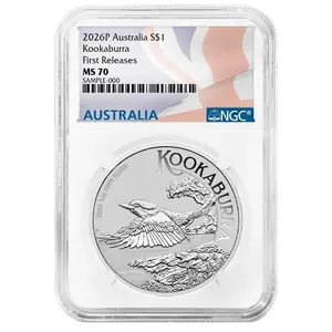 2026-P Australian Silver Kookaburra 1 oz Silver - NGC MS70 FR Australian Flag Label