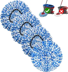 4 Pack Mop Replace Heads Compatible for OCeda, Spin Mop Refill Head Replacement for RinseClean 2-Tank System - Fluffy Microfiber, Machine Washable and Easy to Replace