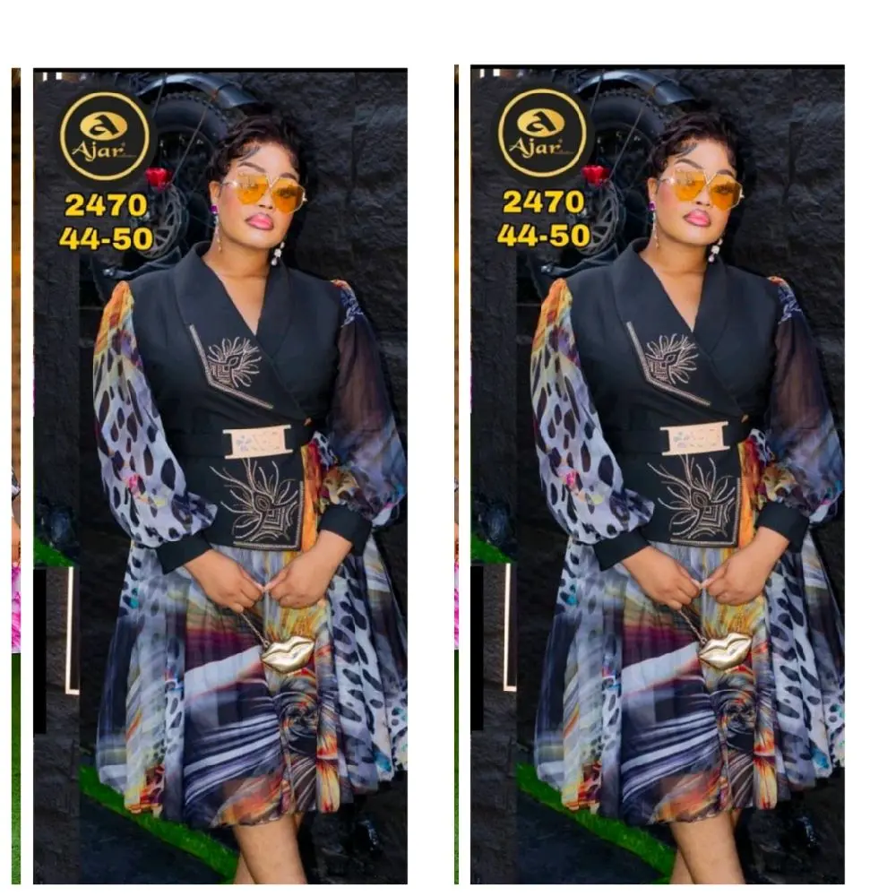 Luxury 44-50 Women's Fashionable Leopard Print Kimono Dress with Embroidered Detailing and Layered Skirt 2470 - Womenswear, Casual