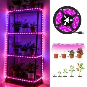 USB Powered LED Plant Light Strip, 5v Low Voltage, Flexible Cuttable Lamp, Easy Installation, Indoor Plant Growth Lighting