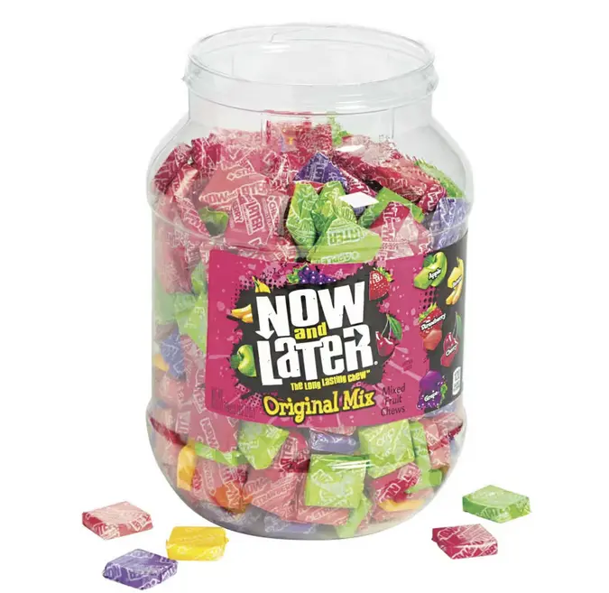 3 Lb. 12 oz. Bulk 400 Pc. Now & Later Assortment Candy Jar