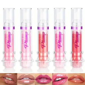 5pcs Mint Extract Volumizing Lip Gloss Lip Volumizer Nourishing Lasting Glossy Finish Lip Oil Lip Shot for All Skin Types Mixed Color System Liquid Lip Care Moisturizing Gloss