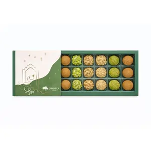 OMNIYA Delicacy Golden Dates – Luxury Date Dessert Treats, 27 Pieces w/Pistachio, Lotus, Sesame & Almond – Gourmet Mediterranean Gift Box for Holidays, Weddings & Special Occasions
