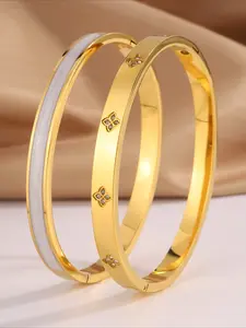 2 pieces new fashion stainless steel high quality floral design bracelets women jewelry set suitable for daily wear fashionable jewelry holiday birthday gift