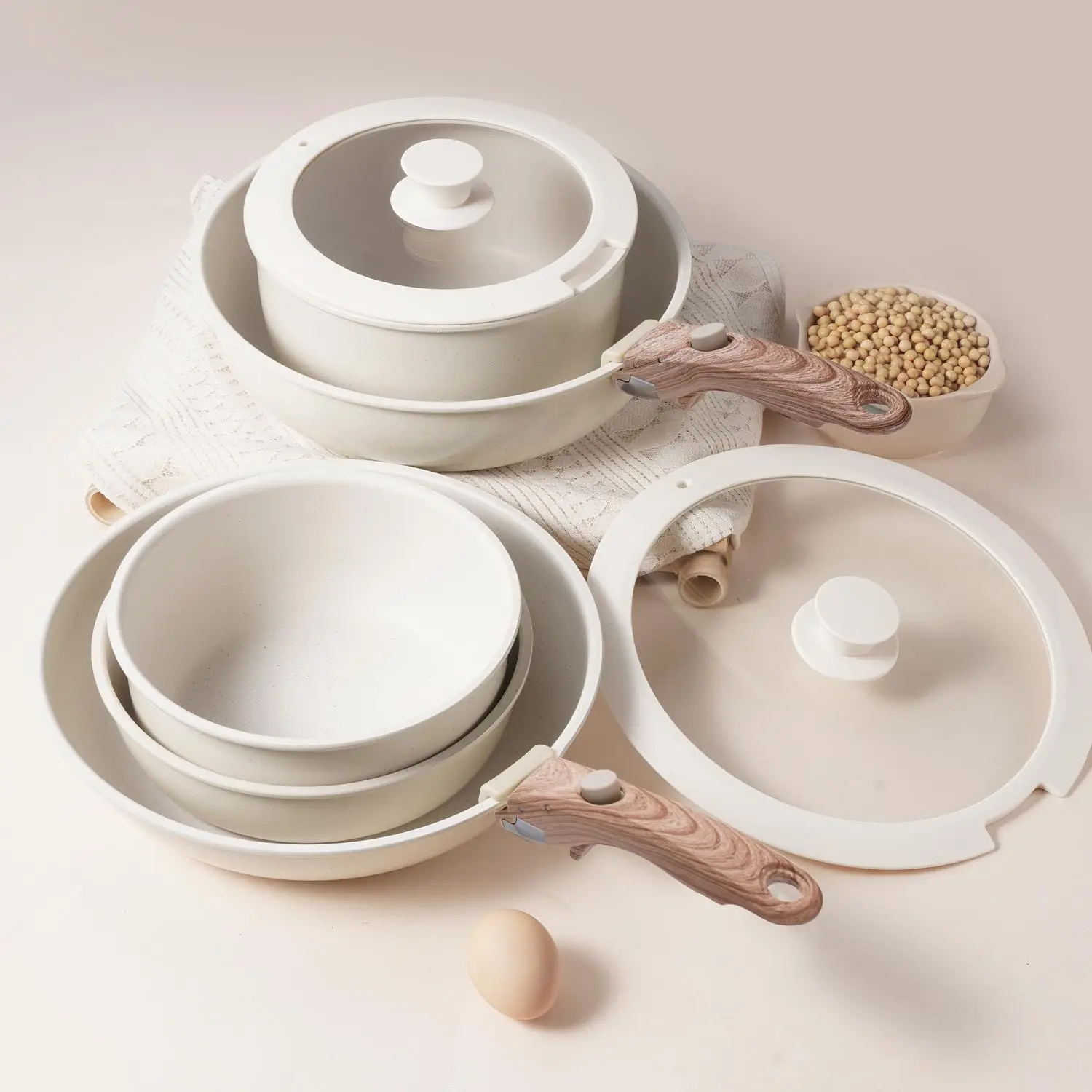 Kitchen Cooking Pot with Lid, 1 Set Portable Storage Frying Pan with Detachable Handle, Kitchen Cookware Accessories for Home Use