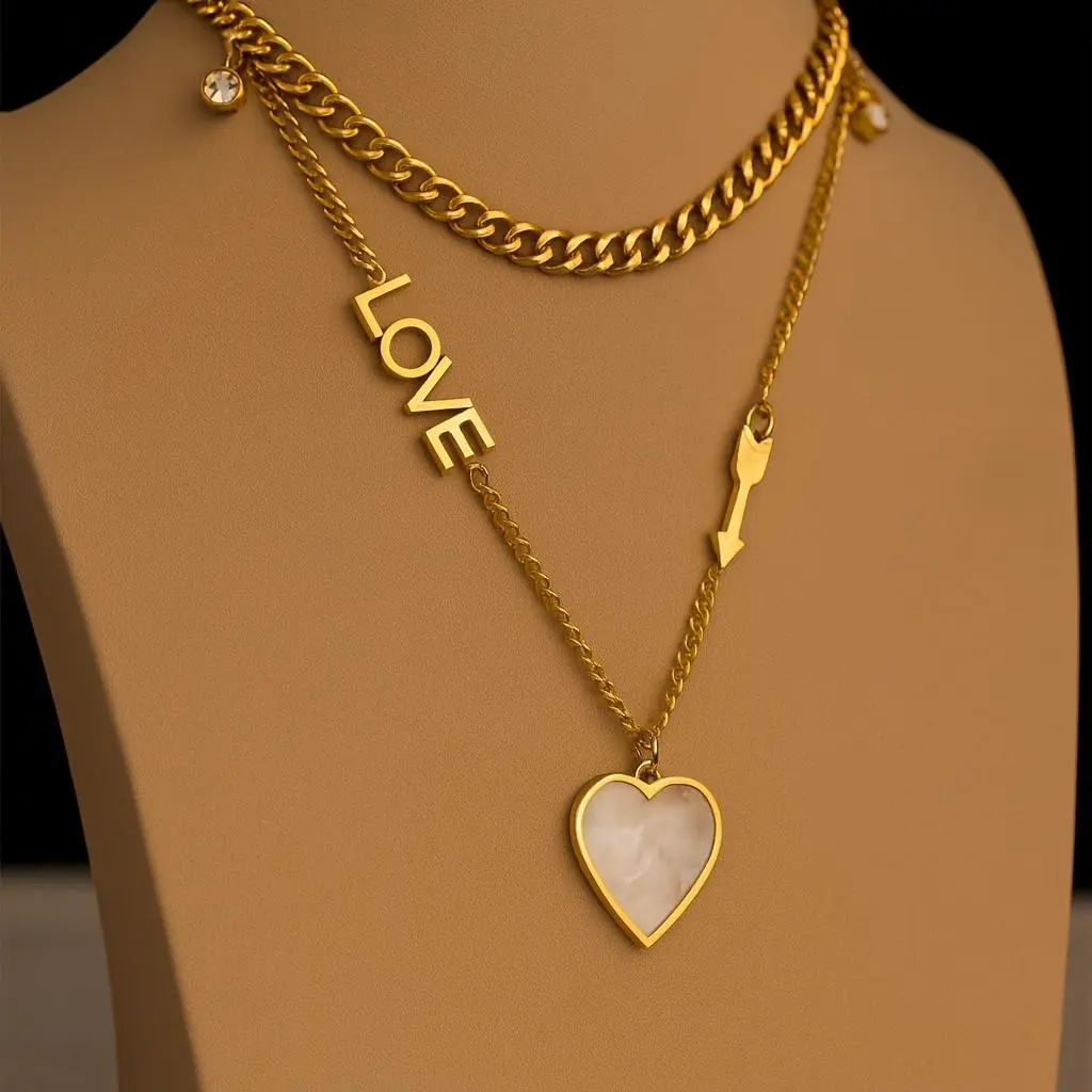Elegant Stainless Steel Golden Jewelry Set 3 Pieces Durable Stylish for Any Occasion Unisex Versatile Wear Suitable for Showering Beach or Sleeping