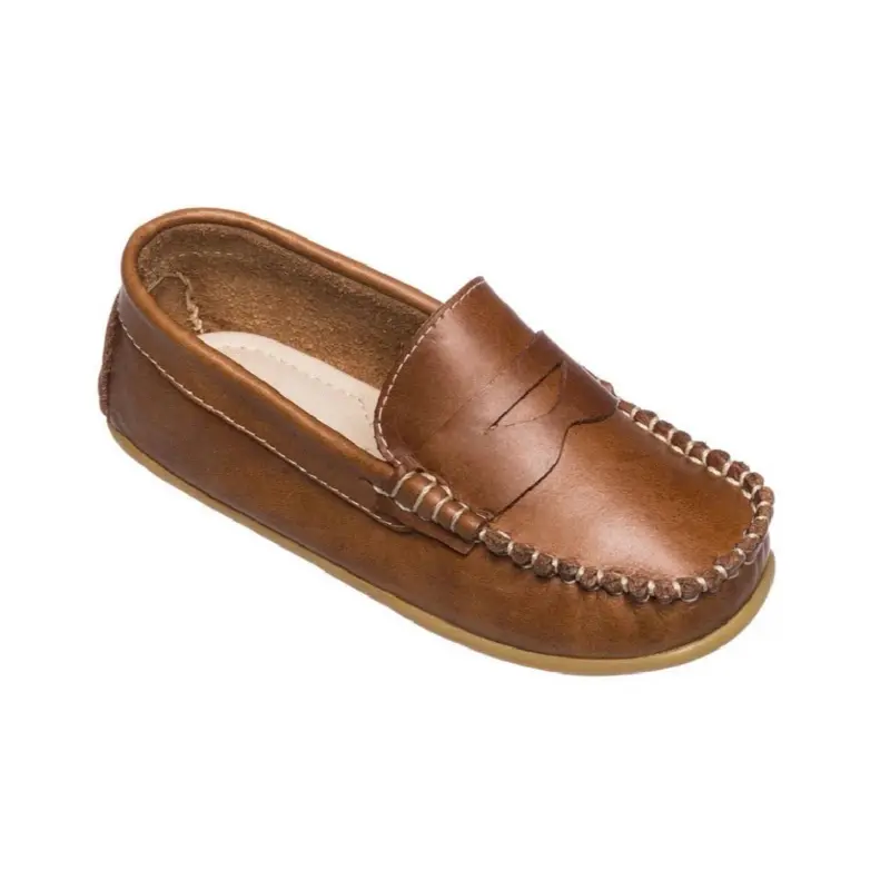 Boys brown leather loafers