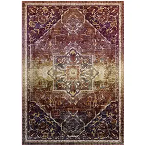 Success Kaede Transitional Distressed Vintage Floral Vintage Medallion 8x10 Area Rug in Multicolored
