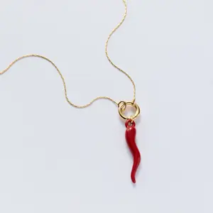 Red Italian Horn Expandable Necklace