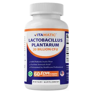 Vitamatic Lactobacillus Plantarum - 20 Billion per DR Capsule - 60 Count - Digestive Support - Made with Prebiotic Inulin Fiber