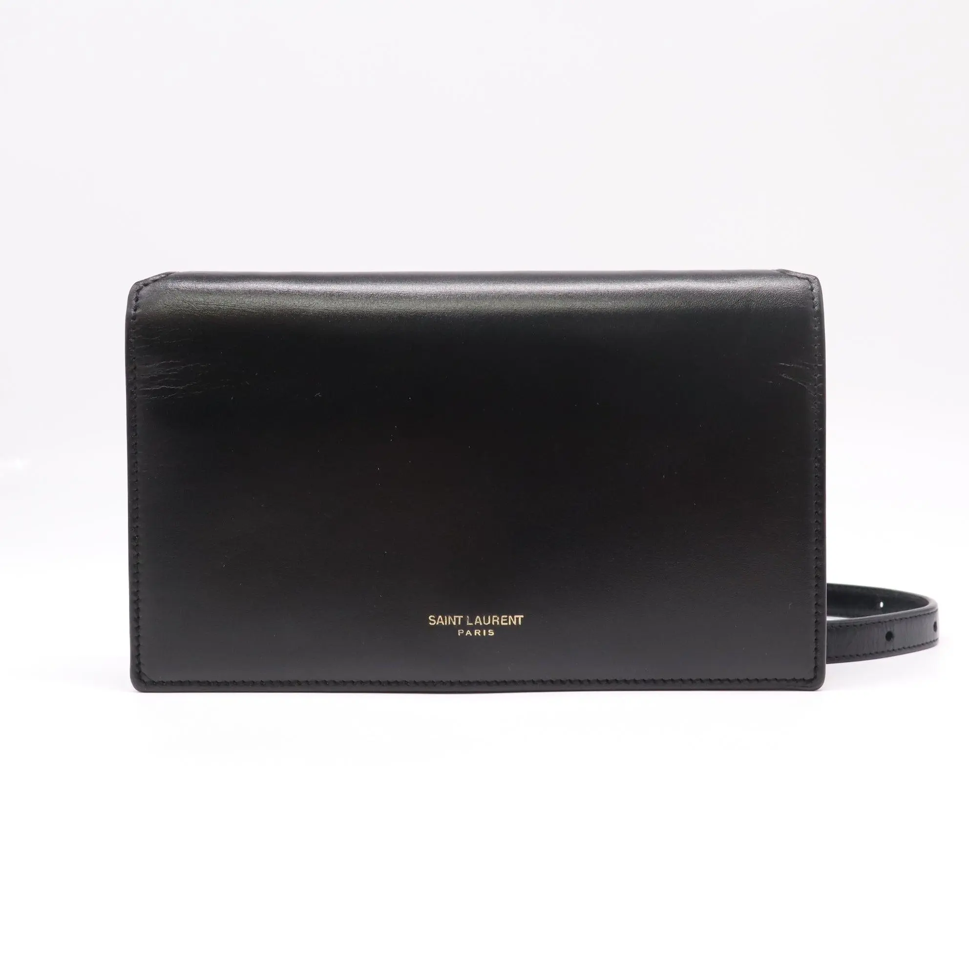 Pre-owned Yves Saint Laurent Leather Clutches & Wristlets Saint Laurent "Sunset" Smooth Chain Wallet B22869