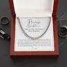 Promise Necklace for Boyfriend Husband, Waterproof Non-Tarnish Stainless Steel Cuban Link Chain, Mens Non-Tarnish Jewelry Accessory, Love & Commitment Symbol with LED Wooden Box, Gifts For Boyfriend, Gift for Anniversary, Christmas or Valentine's Day