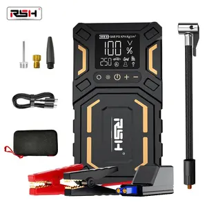 【Mother's Day Gift】RSH Ultra-Safe Jump Starter – Starts all 12V battery vehicles. Features 150 PSI air compressor, 18W fast charging, tire pressure check, and LED light. Includes jumper cables, air hose, storage bag - Automotive Tool Kit