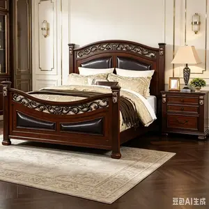 Bellemave  Traditional Style 1pc  Bed Padded Headboard And Footboard Dark Cherry Finish . Your bedroom deserves this hotel-level upgrade(Not including the nightstand)
