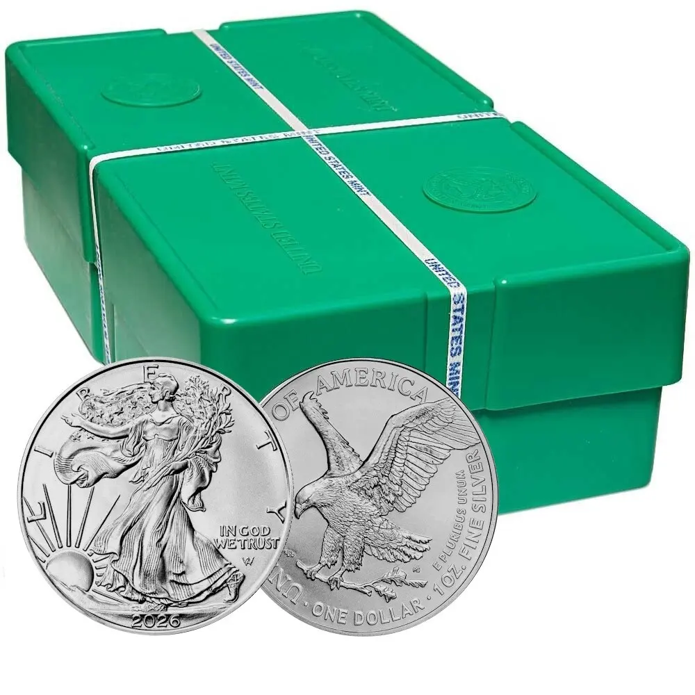 Monster Box of 500 - 2026 $1 American Silver Eagle Coin 1 oz .999 Fine Silver BU