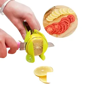 1pc Tomato Slicer Holder, Lemon Cutter, Round Fruits Vegetable Cutting Tools, Handheld Multi Purpose Tongs, Kitchen Gadget (Green) Lightweight