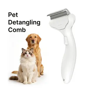 Pet Detangling Comb , New & Improved!  Gently removes loose fur & knots with zero pain. Stainless steel, rounded tips & 20° angled head. Safe for cats & dogs.