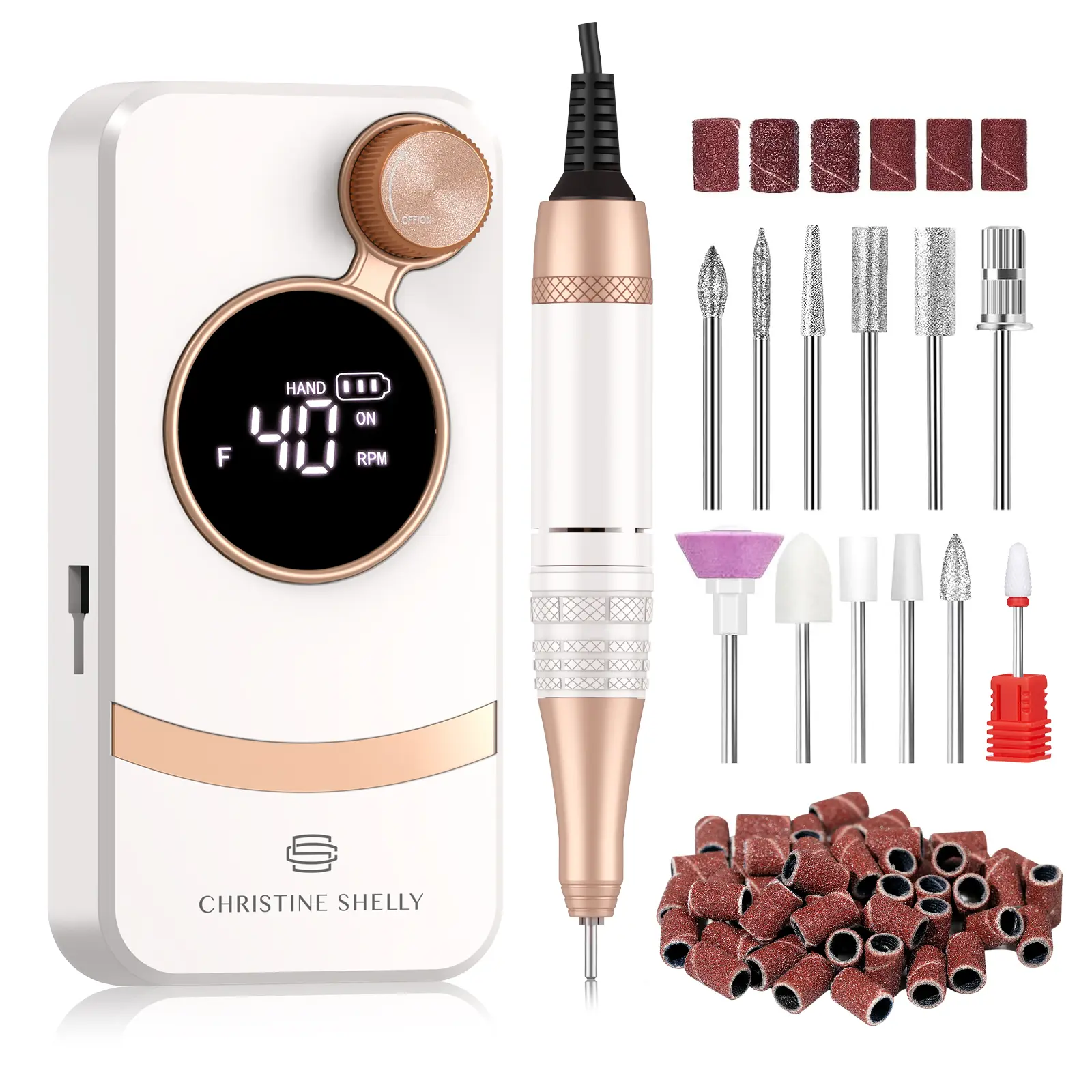 CHRISTINE SHELLY Rechargeable 35000RPM Nail Drill Sparkling Portable Professional Electric Nail File for Acrylic/Gel Nails Professional Nail Tools for Manicure Pedicure