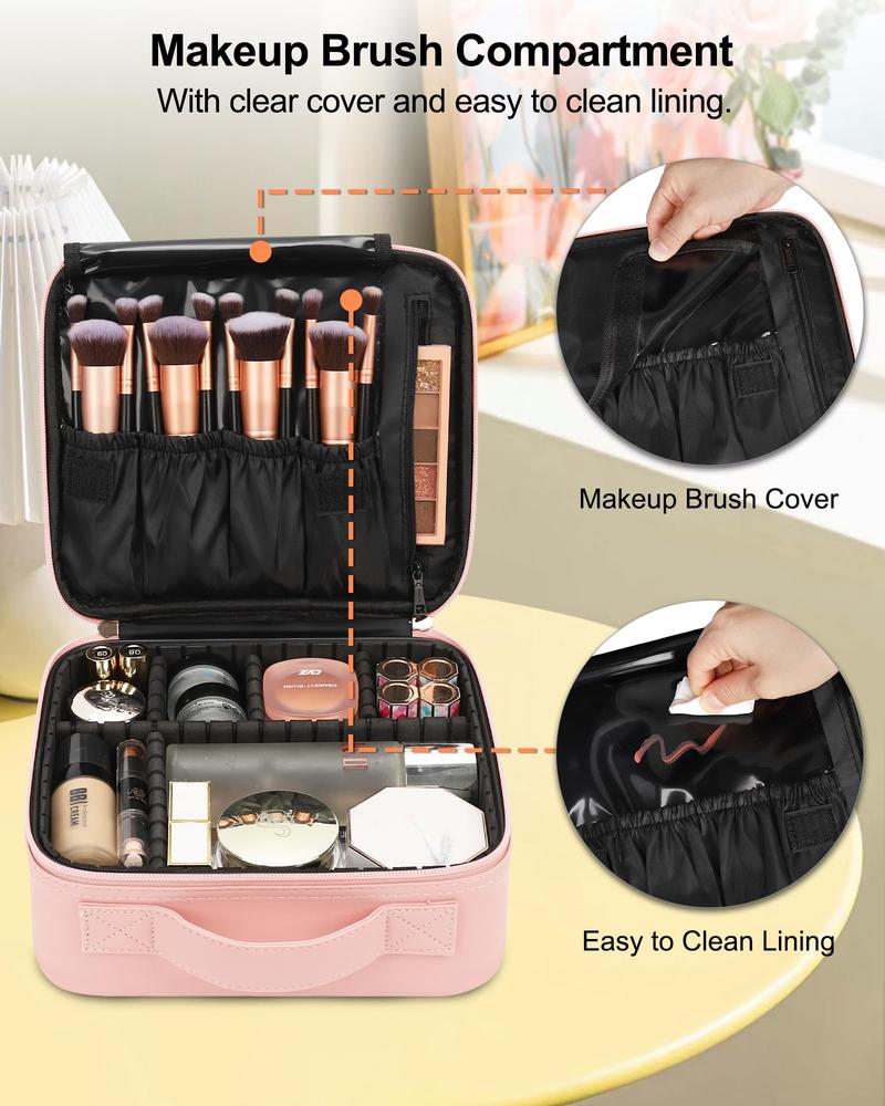 Small Travel Makeup Bag Travel Train Case and Light Mini Travel Make up for Women Train Case Cosmetic Organizer 3 Adjustable Brightness Toiletry Bag Portable Artist Storage Valentine's Day gift
