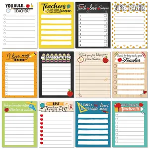 Christmas Gift Teacher's Day Themed Sticky Note Set 24/ 12 Pcs Teacher Appreciation Sticky Notes Teacher Appreciation Note Pads Thank You Teacher Memo Pads for Back To School Office Supplies Students Teachers Graduation Gift