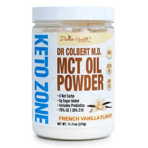 Dr. Colbert, MD MCT Oil Powder | French Vanilla Flavor | by Divine Health | Keto Zone | 70% C8 | 30% C10 | 0 Net Carbs | Gluten Free | 30 Day Supply | 315g