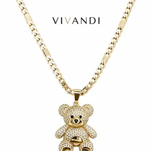 Vivandi Iced Teddy Bear Pendant Necklace