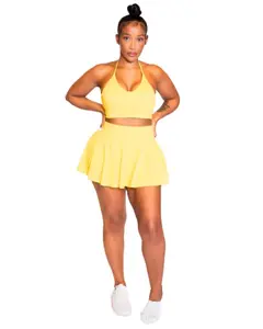 Power Serve Doll Set - Activewear Sports Bra & Pleated Mini Skirt with Built-in Shorts for Comfort & Coverage