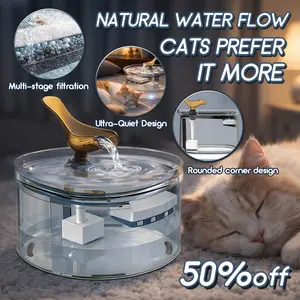 Automatic Cat Water Fountain – Ultra Quiet Circulating Pet Water Dispenser with Natural Flowing Water, 4-Stage Filtration System, Encourages Hydration for Cats & Dogs, Low Noise Drinking Fountain for Indoor Pets
