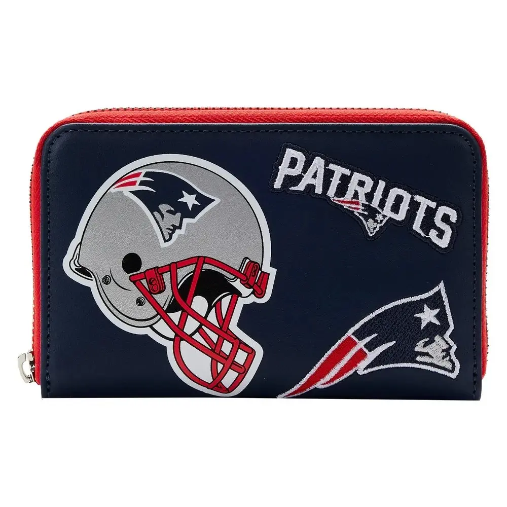 NFL New England Patriots Vegan Leather Zip Around Wallet, Stylish EDC Men's Wallet with Embroidered Patches and Card & ID Storage, Stylish Wallet, Vegan Leather Wallet