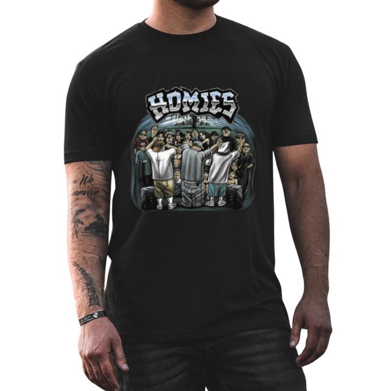 Homies Color - Lowrider Chicano Art Chicano Tattoo Gangxter Clothes Cholo Cotton Graphic Tee Hoodie Sweatshirt