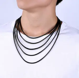 FaithHeart Waxed Rope Braided Leather Necklace Stainless Steel Durable Clasp