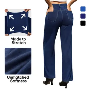 AVAMO Stretchy Jeans Y2K Style Trendy Pull On Straight Leg Jeans with Belt Loop Washed Mid-high Rise Jean with 2 Back Pockets Comfortable Soft and Breathable for Casual Wear Denim Street Womenswear Outfits Bottoms Streetwear#TikTokShopSpringGlowUp