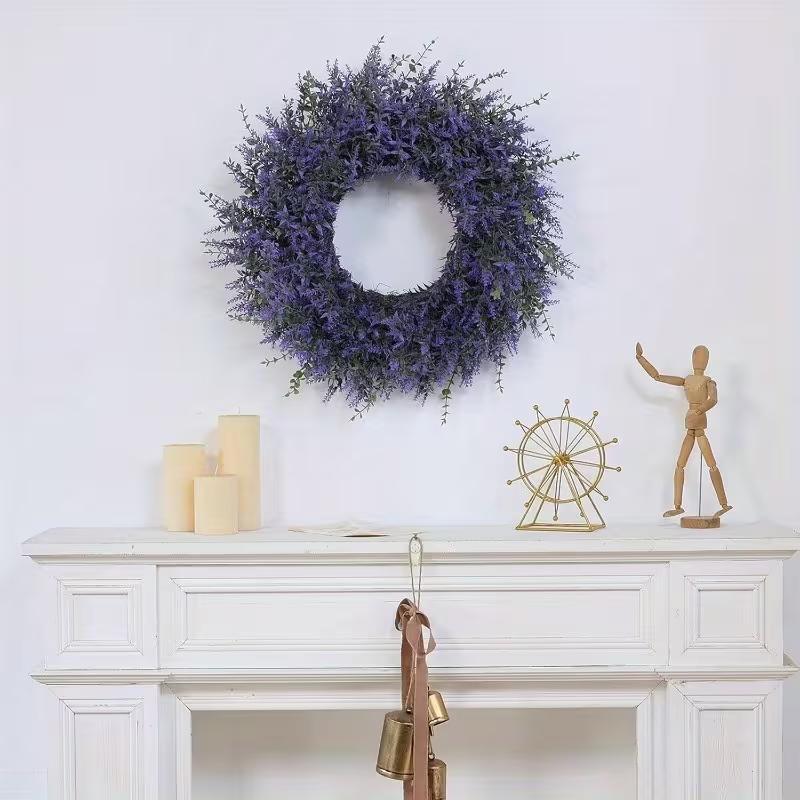 24" Lavender Eucalyptus Wreaths for Front Door - Large Farmhouse Artificial Wreath for Porch, Window, Wall Decor - Spring, Summer, Fall, Christmas, All Seasons Greenery Wreath