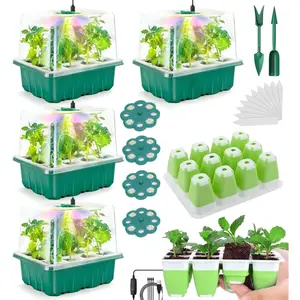 Upgraded Seed Starter Tray with Flower Shape Grow Light, 6pcs Kit with Light and Humidity Domes, Timing Controller, Indoor Plant Germination