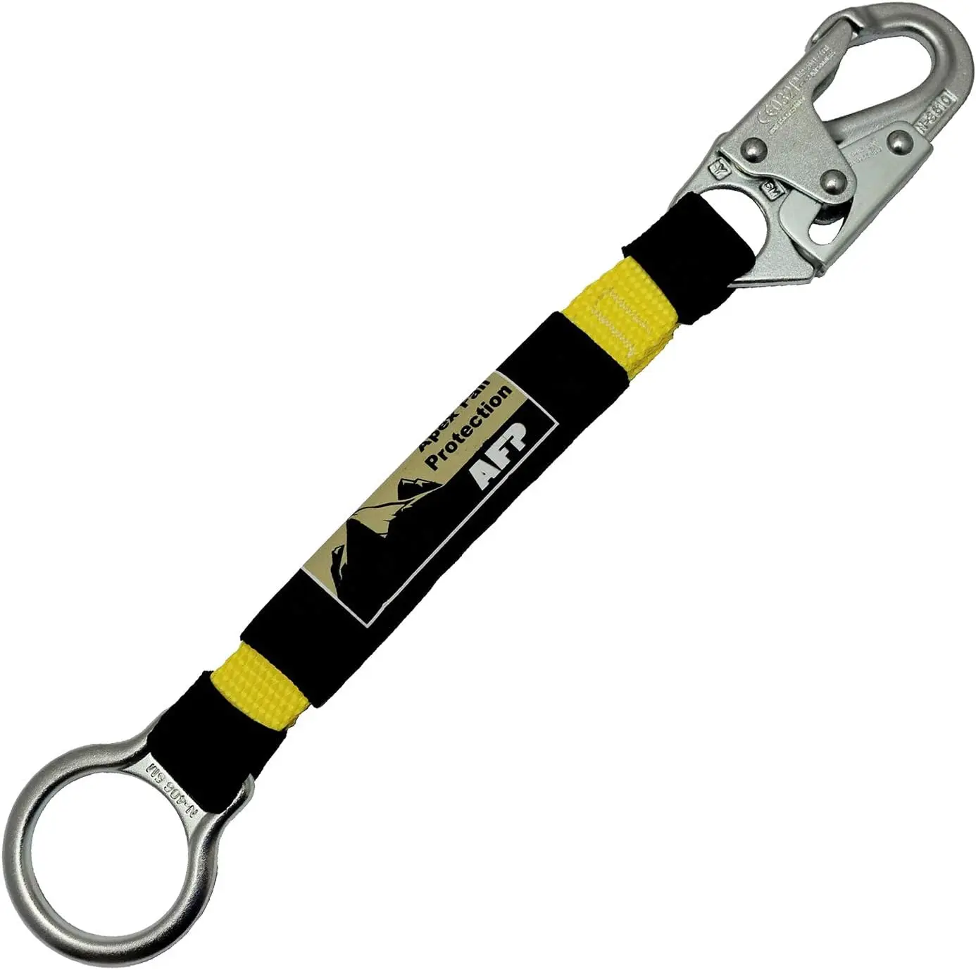 Heavy Duty 18" D-Ring Extender – Fall Protection PPE Connector with Snap Hook & O-Ring for Safety Harness