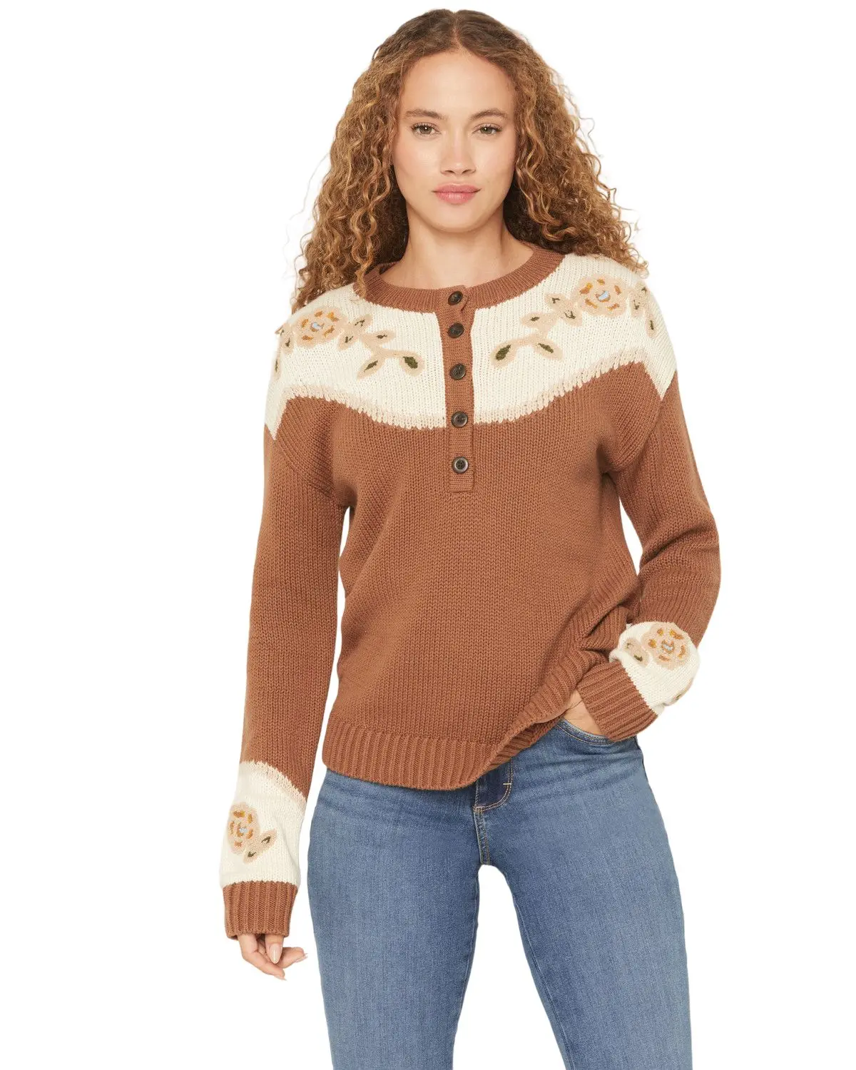 Pendleton Women's Women'S Floral Henley Sweater - Tc0123-87444