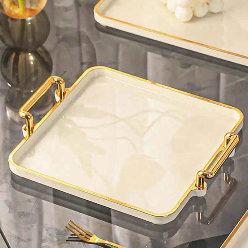 Modern Snack Tray with Handle, 1 Count Nordic Style Snack Serving Tray, Snack Serving Dish for Home Party Use