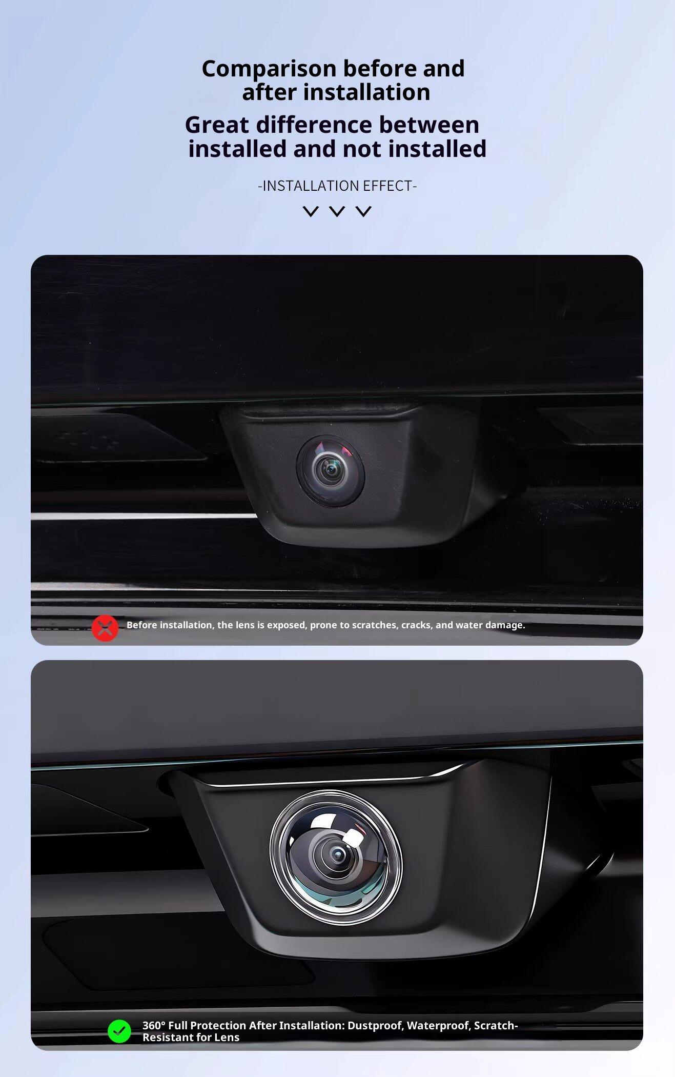 4pcs Car Camera Protective Cover Lens Cap Front-Specific for Rear 360 Parking View Weatherproof Dust & Stone Protection