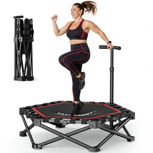 EAST MOUNT 42" Folding Fitness Trampoline for Adults, Foldable Mini Trampoline with Handle, Exercise Rebounder, Small Trampoline for Adults, Max Load 440lbs, for Indoor Garden Workout