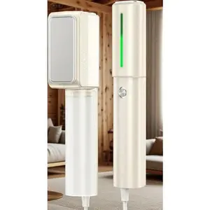 Dual Voltage Mini Steamer for Travel, 110-230V Portable Garment Steamer, 0.9Ib Compact & Lightweight, 9 x 2.6in Small Steamer Iron 2 in 1, Fast 15s Heat-Up, Ceramic Heating Plate, Worldwide Use